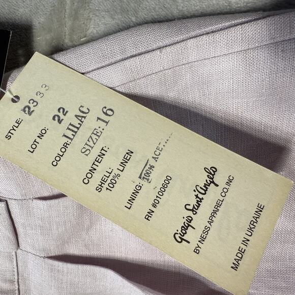 Giorgio Sant' Angelo Linen Blend Tan Wide Leg High-Waisted Dress Pants Size 16 - Picture 11 of 15